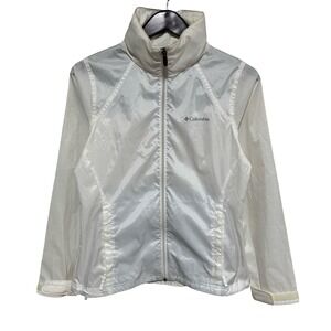Columbia Women's Hooded‎ Windbreaker Jacket White *Stained* Size Small 19 x 25